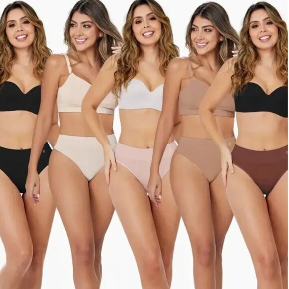 5 Pack Nude Set Seamless Tummy Control Shaper Smooth Thong Slimming Underwear - Picture 2 of 3